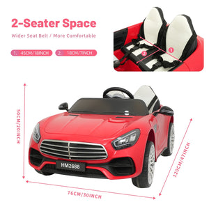 12V Kids 2-Seater Ride-On Car with Power Wheels, Parent Remote Control, and MP3 Player Trend Times 6