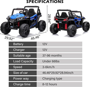 12V Kids Ride-On Truck with Remote Control, Power Wheels, and LED Lights Trend Times 2