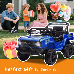 12V Kids 6-Wheel Electric Ride-On Jeep Truck with Remote, LED Lights, and Bluetooth - Blue Trend Times 8