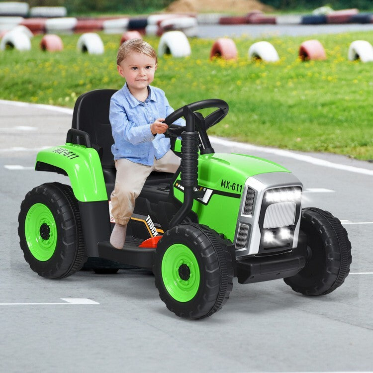 12V Electric Ride-On Tractor with 3-Speed Gear and Trailer for Toddlers with Remote Control Trend Times 1