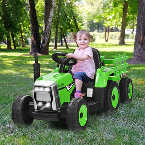 12V Electric Ride-On Tractor with 3-Speed Gear and Trailer for Toddlers with Remote Control Trend Times 6
