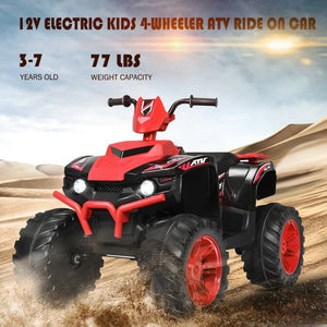 12V Kids Electric 4-Wheeler ATV Ride-On Quad with 2 Speeds and LED Lights Red Trend Times 4