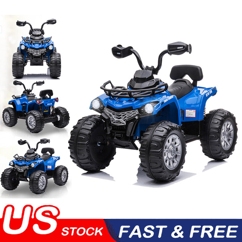 12V Kids Electric 4-Wheeler ATV Quad Ride-On Car with LED Lights and Music Blue Trend Times 0