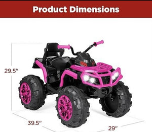 12V Kids Electric 4-Wheeler ATV Ride-On Car with LED Lights and Music Pink Trend Times 5