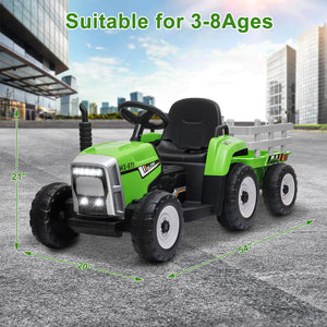 12V Battery-Powered Kids Electric Ride-On Tractor Toy with Trailer and Remote Control Trend Times 6
