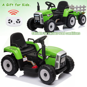 12V Battery-Powered Kids Electric Ride-On Tractor Toy with Trailer and Remote Control Trend Times 0