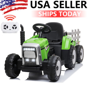 12V Battery-Powered Kids Electric Ride-On Tractor Toy with Trailer and Remote Control Trend Times 3