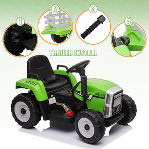 12V Battery-Powered Kids Electric Ride-On Tractor Toy with Trailer and Remote Control Trend Times 8