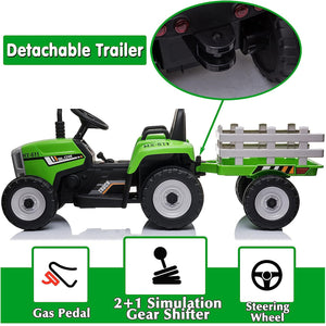 12V Battery-Powered Kids Electric Ride-On Tractor Toy with Trailer and Remote Control Trend Times 7