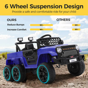 12V Electric Ride-On Car for Kids with 6 Wheels and Parent Remote Control, Ages 3-10 Trend Times 6