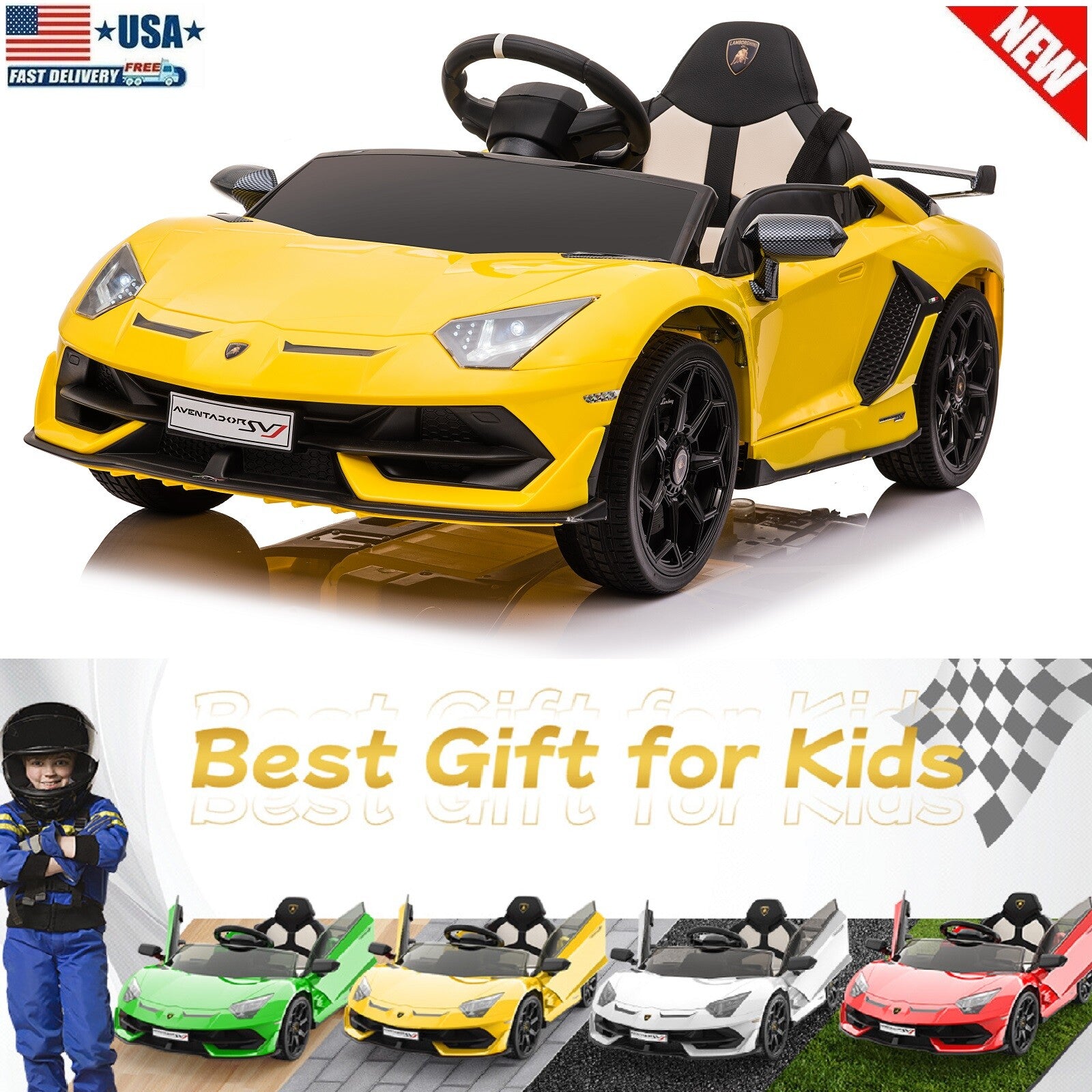 12V Kids Electric Ride-On Car with Remote Control, Music, and LED Lights Trend Times 1