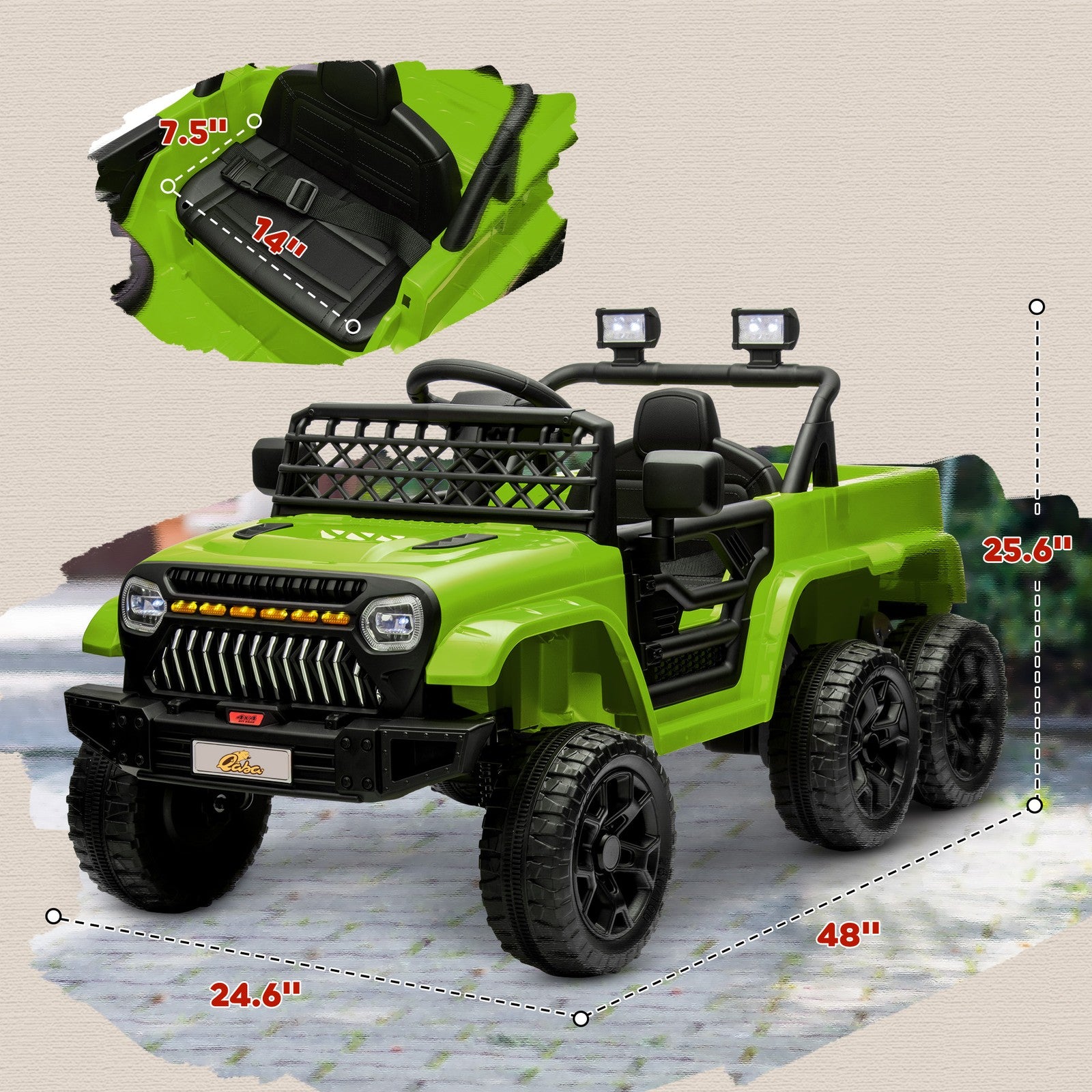 12V Kids Electric Car with 2WD/4WD Switch, Remote Control, Camouflage Design Trend Times 1