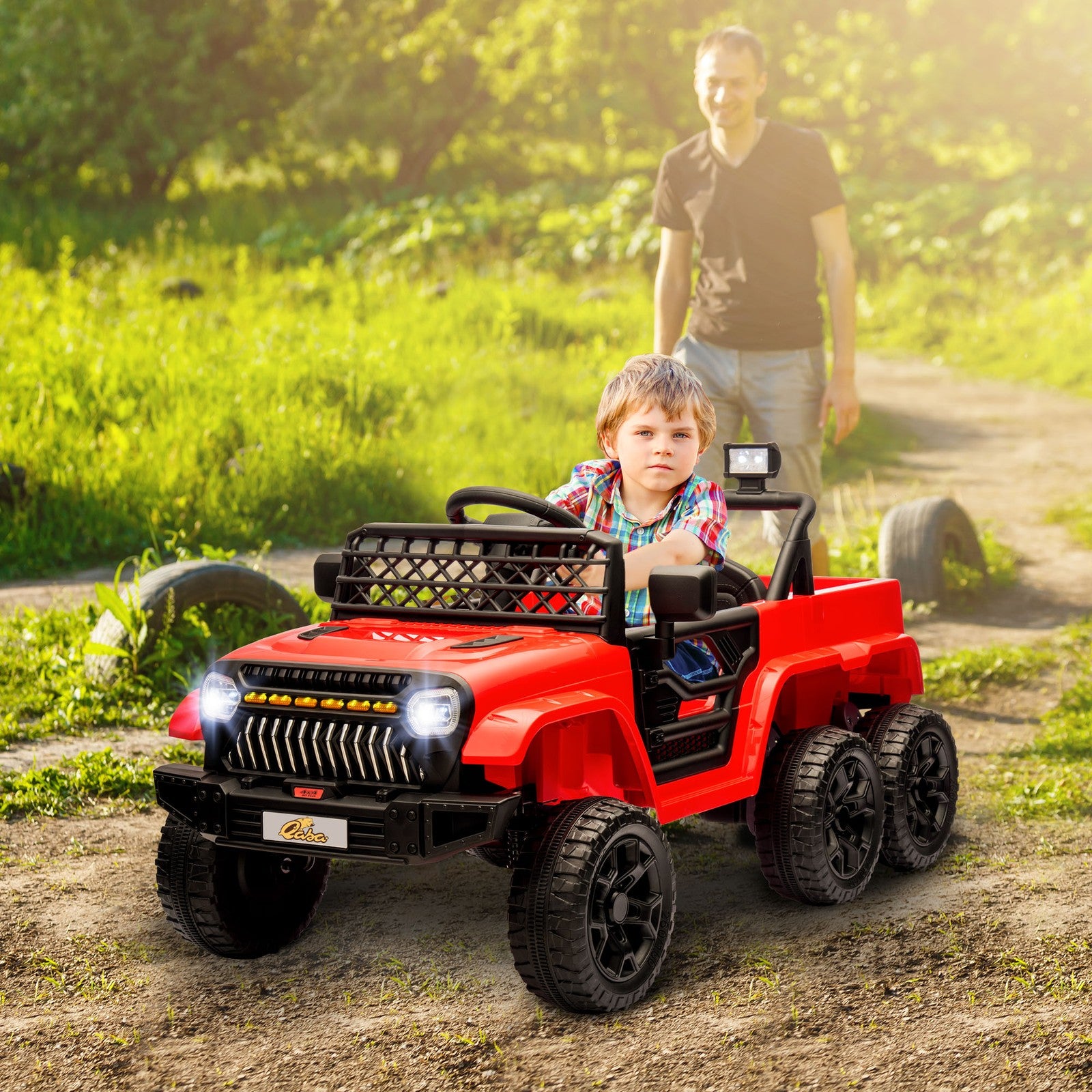 12V Kids Electric Ride-On Car with 2WD/4WD Switch and Remote Control in Red Trend Times 0