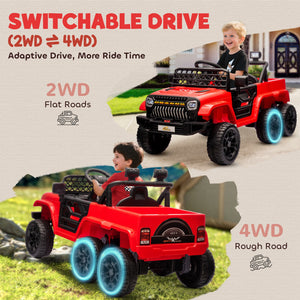 12V Kids Electric Ride-On Car with 2WD/4WD Switch and Remote Control in Red Trend Times 4