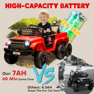 12V Kids Electric Ride-On Car with 2WD/4WD Switch and Remote Control in Red Trend Times 7