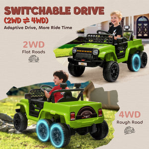 12V Kids Electric Car with Switchable 2WD/4WD and Remote Control Green Trend Times 4