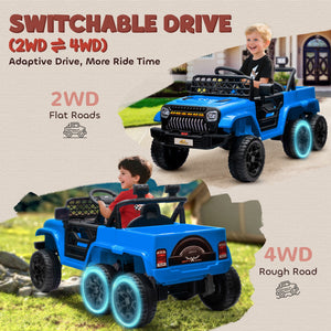12V Kids Electric Car with Switchable 2WD/4WD, Remote Control and Lights, Blue Trend Times 4