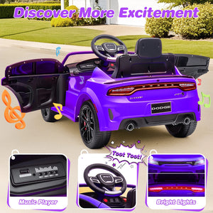 12V Kids Electric Ride-On Car Licensed Dodge Charger with Remote Control Trend Times 3