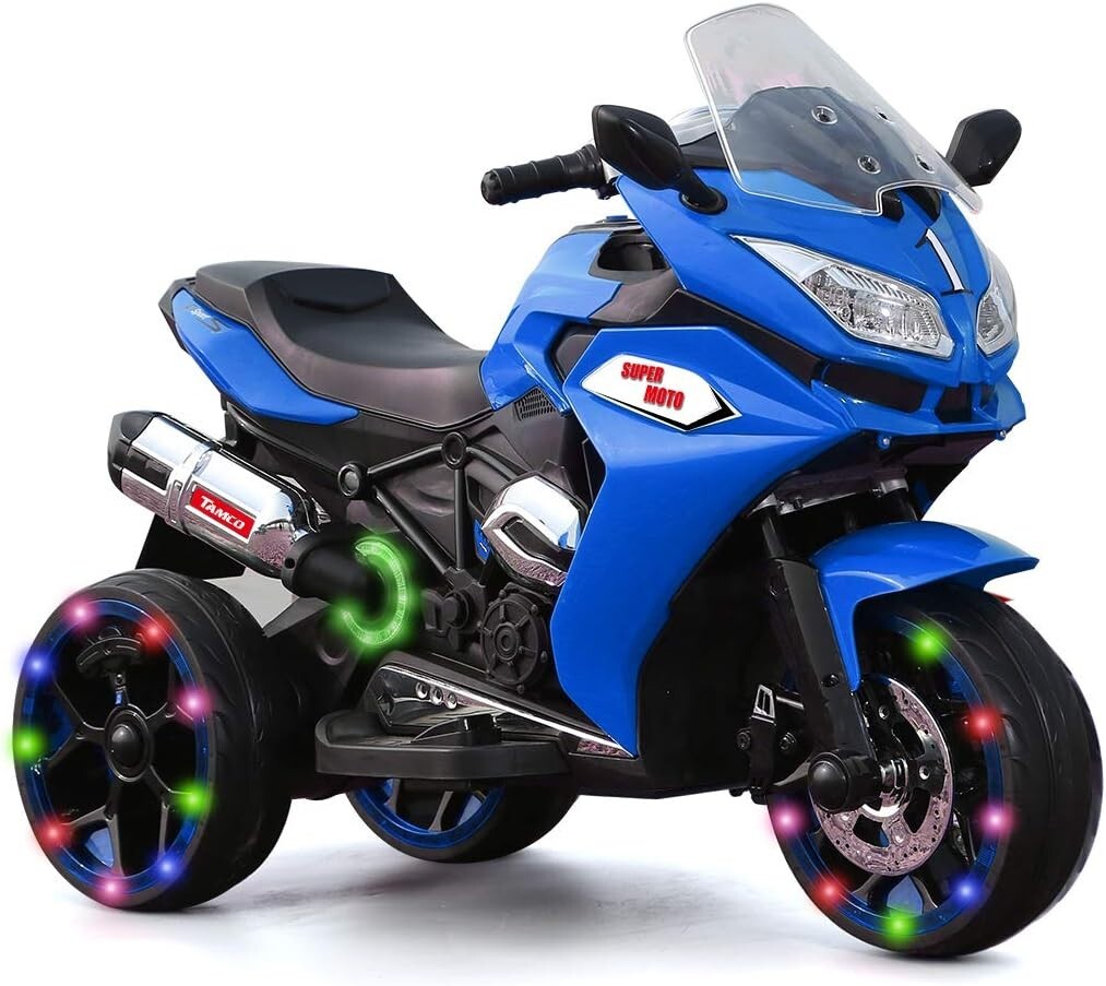 12V Electric Kids Motorcycle 3.5 km/h for Ages 3-6, 43-55 inch, Blue Trend Times 0