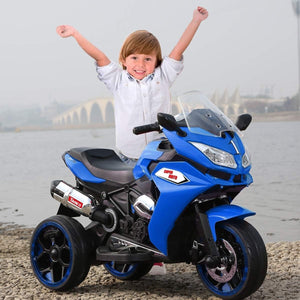 12V Electric Kids Motorcycle 3.5 km/h for Ages 3-6, 43-55 inch, Blue Trend Times 3