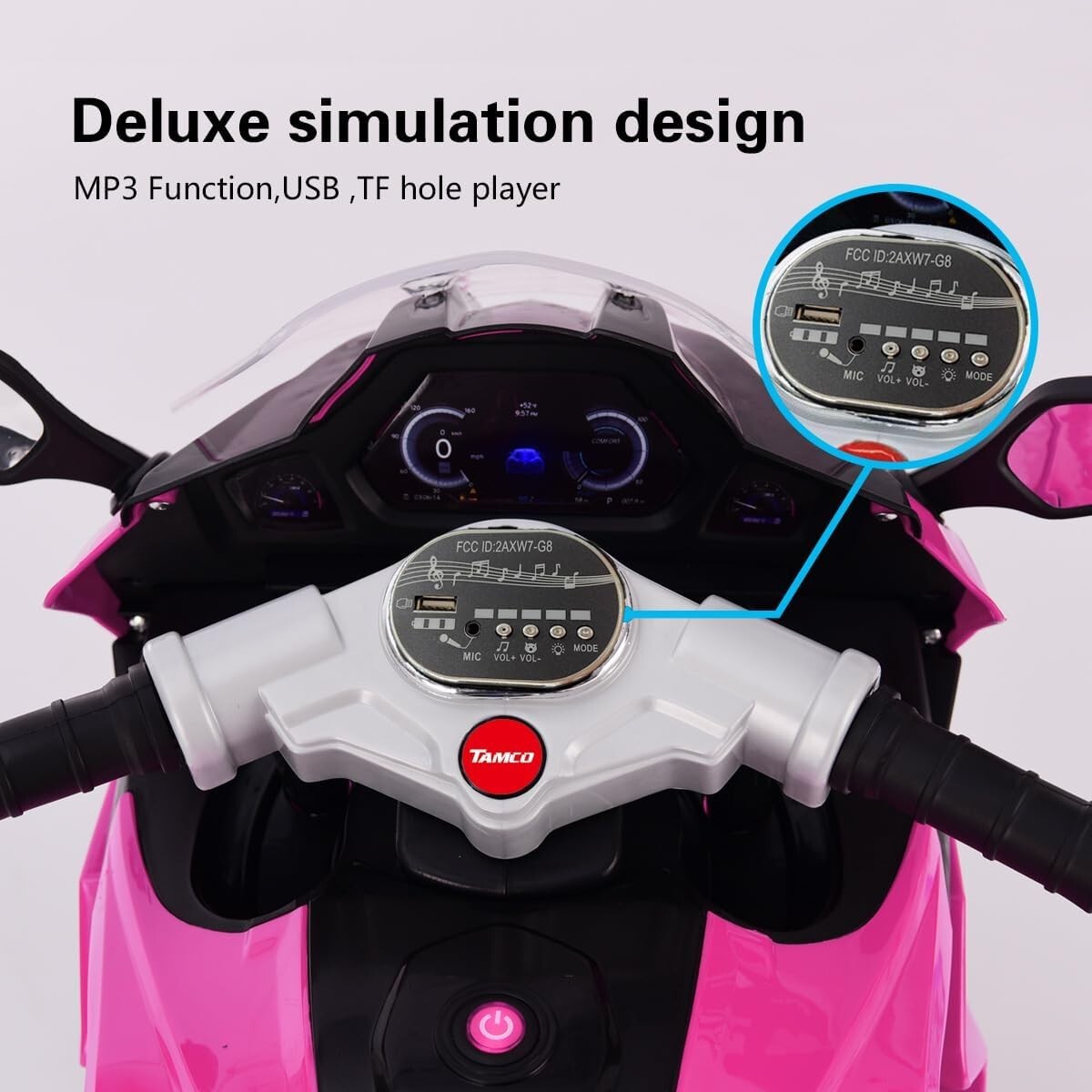 12V Electric Kids Motorcycle Pink 3-6 Years 3.5 km/h Adjustable Size 43-55 Inch Trend Times 1