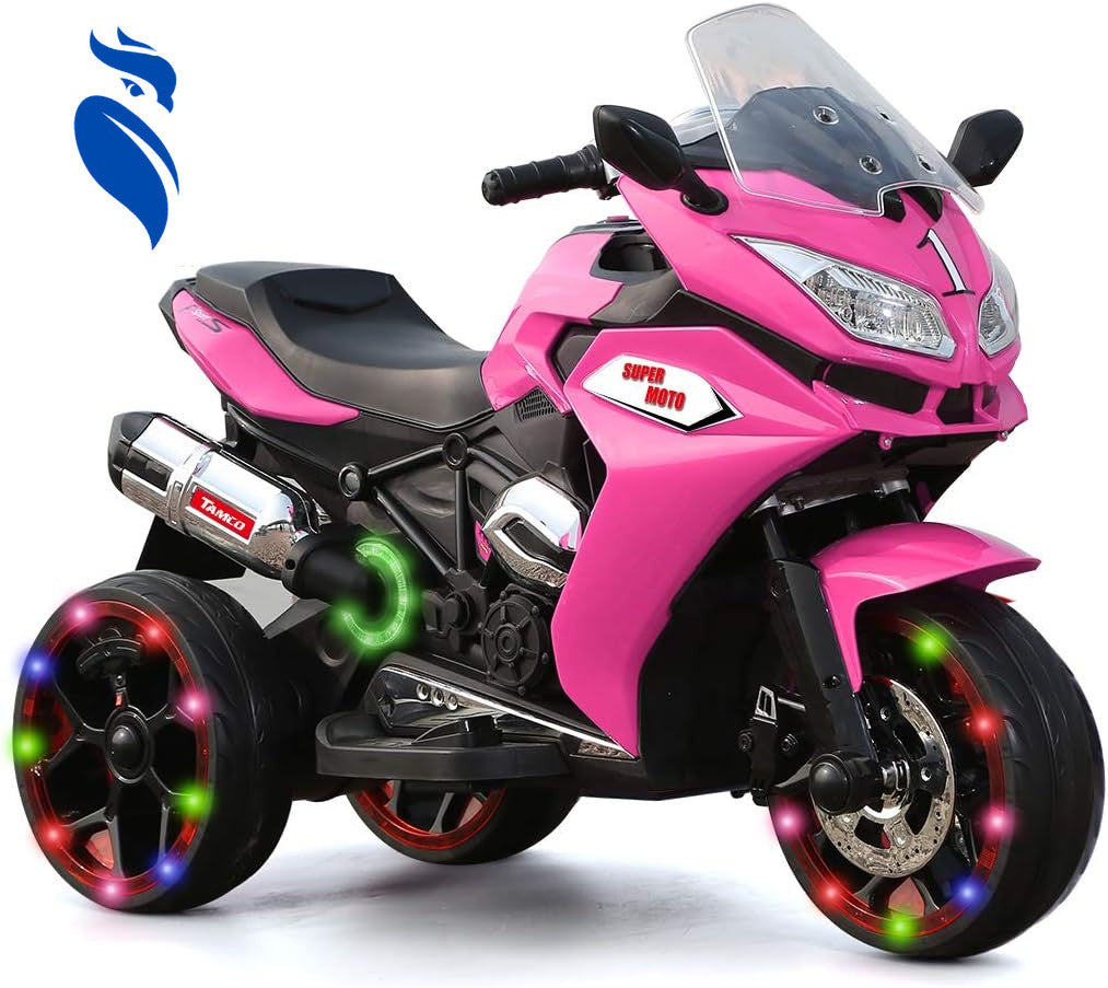 12V Kids Electric 3-Wheel Ride-On Motorcycle Toy with LED Lights for Ages 3-8 Trend Times 1