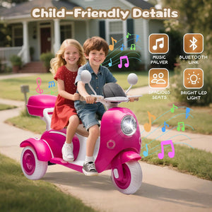 12V Kids Electric Dual Motor Ride-On Tricycle Toy with Bluetooth Music Trend Times 12
