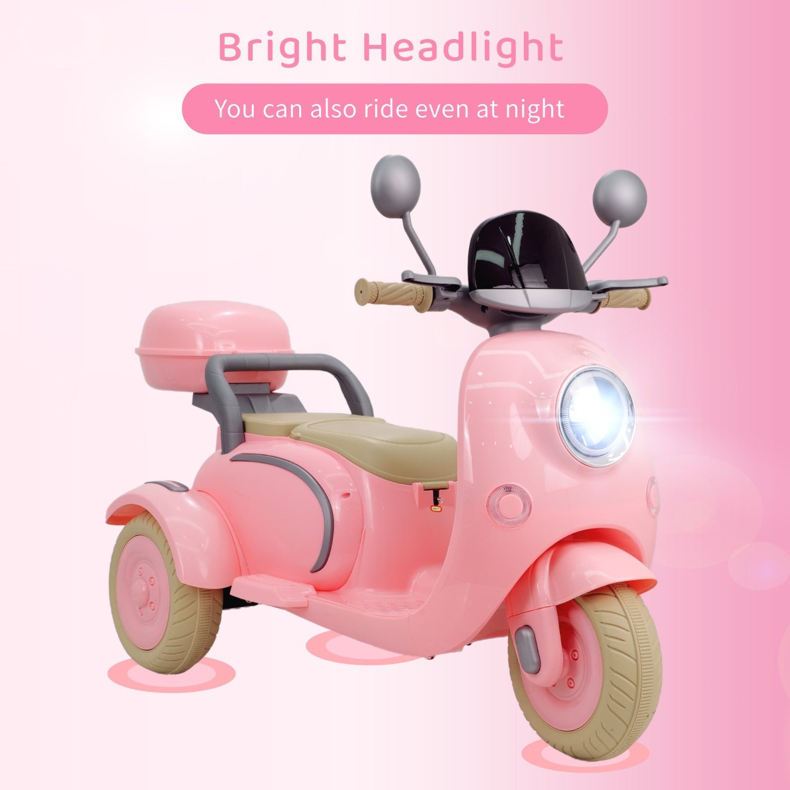 12V Electric Kids 3-Wheeler Ride-On Motorcycle Tricycle 2-Seater with Remote Control Trend Times 1