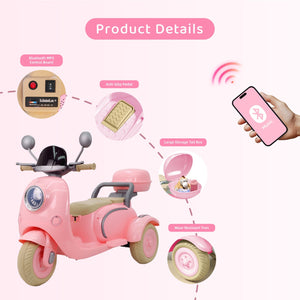 12V Electric Kids 3-Wheeler Ride-On Motorcycle Tricycle 2-Seater with Remote Control Trend Times 2