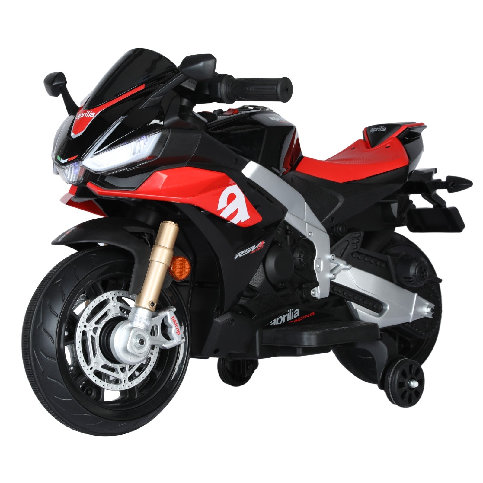 12V Kids Electric Ride-On Motorcycle Toy with Bluetooth Music, Auxiliary Wheels, and LED Lights Trend Times 0
