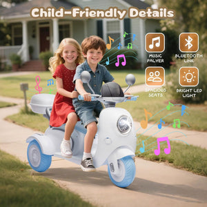 12V Kids Electric Ride-On Motorcycle Toy with Bluetooth Music, LED Lights, and 3 Wheels - Blue Trend Times 4