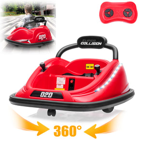 12V Kids Electric Ride-On Bumper Car Toy with 360° Spin, Remote Control, and LED Lights Trend Times 1