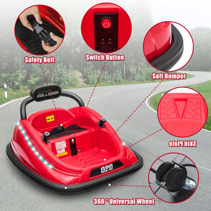 12V Kids Electric Ride-On Bumper Car Toy with 360° Spin, Remote Control, and LED Lights Trend Times 8