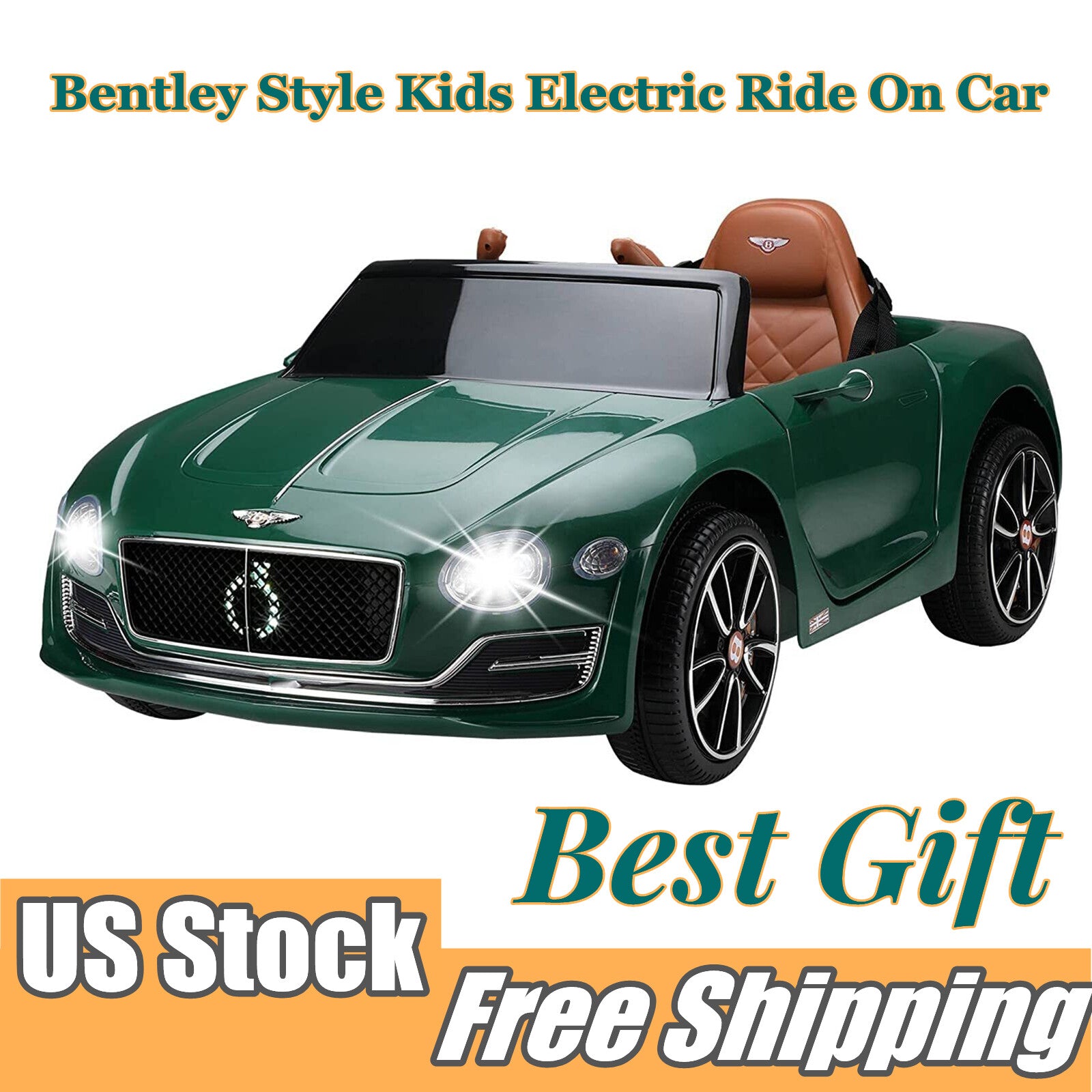 12V Kids Electric Ride-On Car with Remote Control and LED Lights Bentley Style Toy Trend Times 0