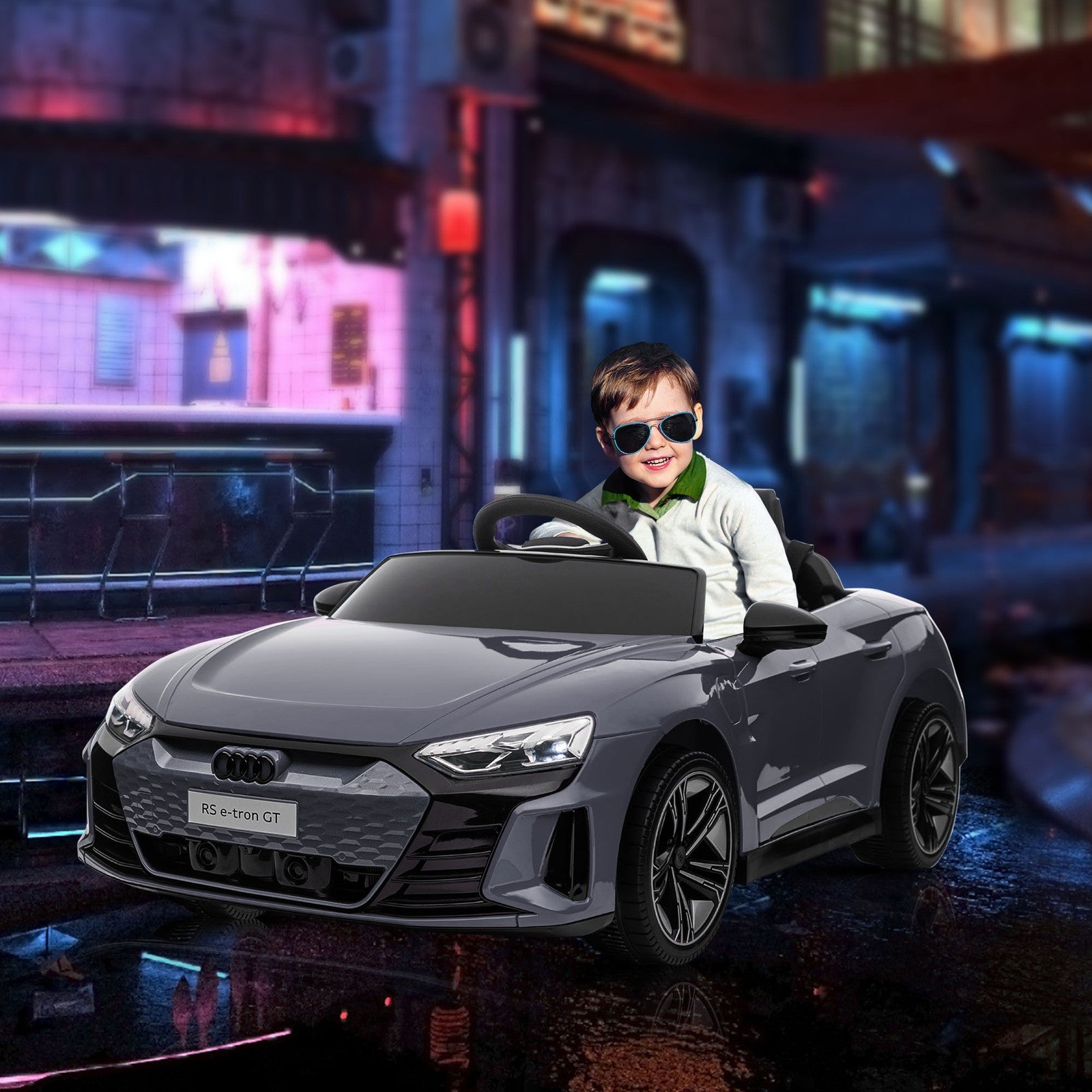 12V Kids Electric Ride-On Car Licensed Audi RS e-tron GT Gray Trend Times 0