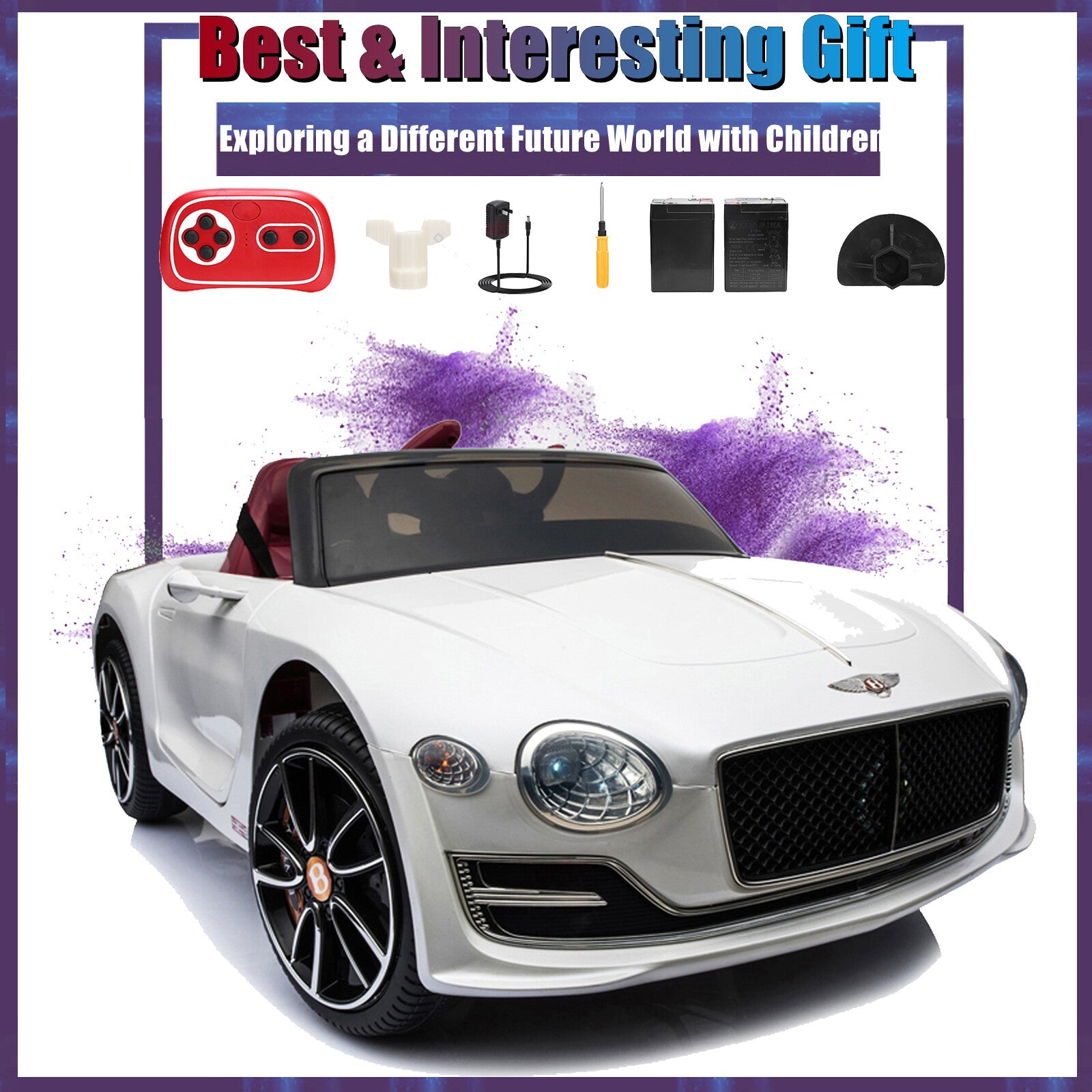 12V Kids Electric Ride-On Car Licensed Bentley Style with LED Lights and Remote Control Trend Times 0