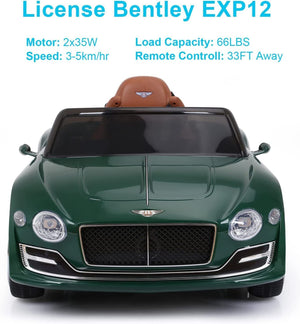 12V Kids Electric Ride-On Car Licensed Bentley Style with Remote Control Trend Times 12