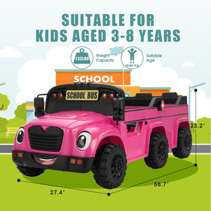 12V Kids Electric 2-Seater Ride-On School Bus Toy Car with Remote Control Trend Times 18