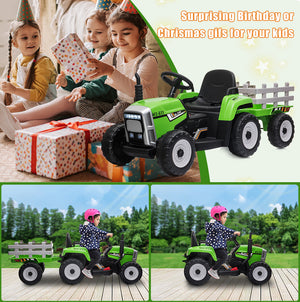 12V Kids Electric Ride-On Tractor Toy with Trailer and Remote Control Trend Times 11