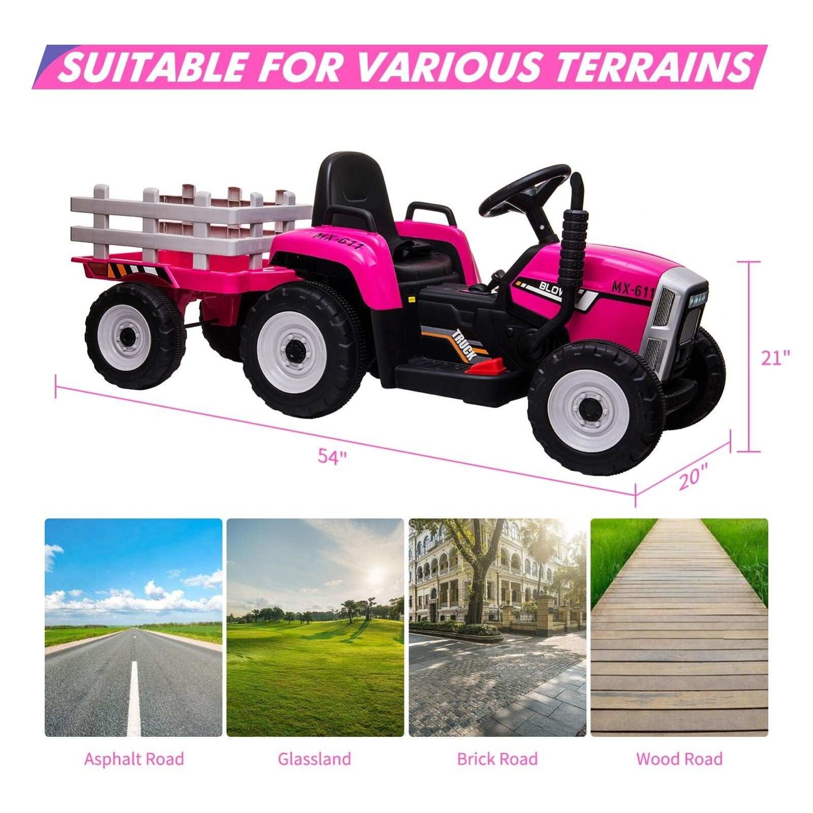 12V Kids Electric Ride-On Tractor with Trailer Battery Powered Car Toy and Remote Control Trend Times 1