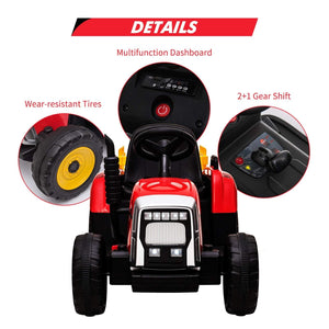12V Kids Electric Ride-On Tractor with Trailer Battery Powered Car Toy and Remote Control Trend Times 10