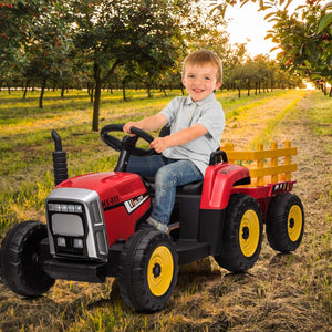 12V Kids Electric Ride-On Tractor with Trailer Battery Powered Car Toy and Remote Control Trend Times 13