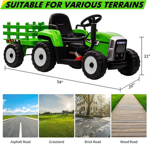12V Kids Electric Ride-On Tractor with Trailer Battery Powered Car Toy and Remote Control Trend Times 15
