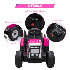 12V Kids Electric Ride-On Tractor with Trailer Battery Powered Car Toy and Remote Control Trend Times 23
