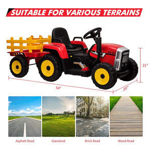 12V Kids Electric Ride-On Tractor with Trailer Battery Powered Car Toy and Remote Control Trend Times 8