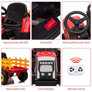 12V Kids Electric Ride-On Tractor with Trailer Battery Powered Car Toy and Remote Control Trend Times 9