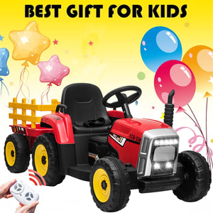 12V Kids Electric Ride-On Tractor with Trailer Battery-Powered Vehicle Toy Trend Times 1