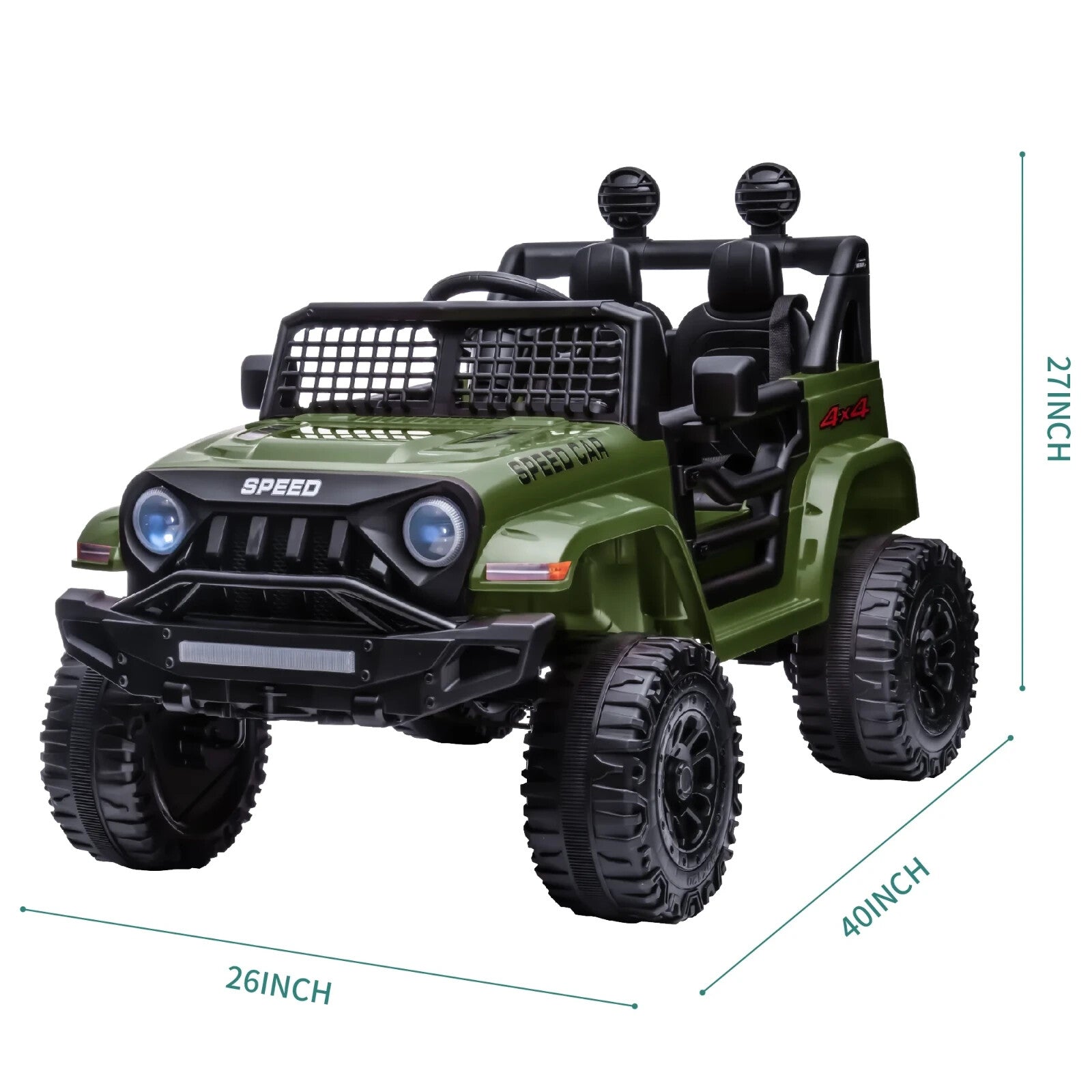 12V Kids Electric Ride-On Truck with Remote Control, Bluetooth, and MP3 Player - Green Trend Times 1