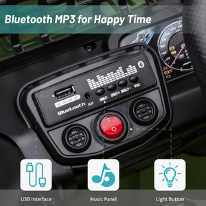12V Kids Electric Ride-On Truck with Remote Control, Bluetooth, and MP3 Player - Green Trend Times 2