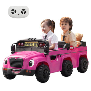 12V Kids Electric 2-Seater School Bus Ride-On Toy Car with Remote Control and LED Lights Trend Times 0